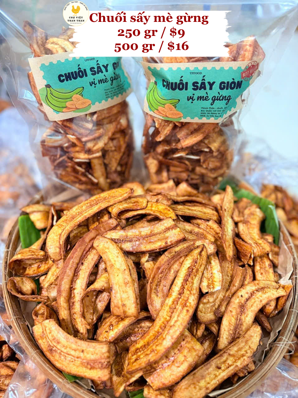 Chuối sấy mè gừng