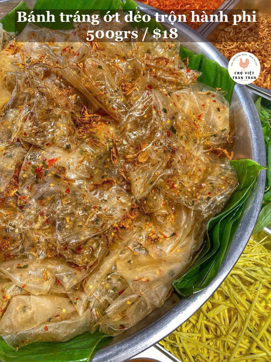 Bánh tráng ớt dẻo trộn hành phi