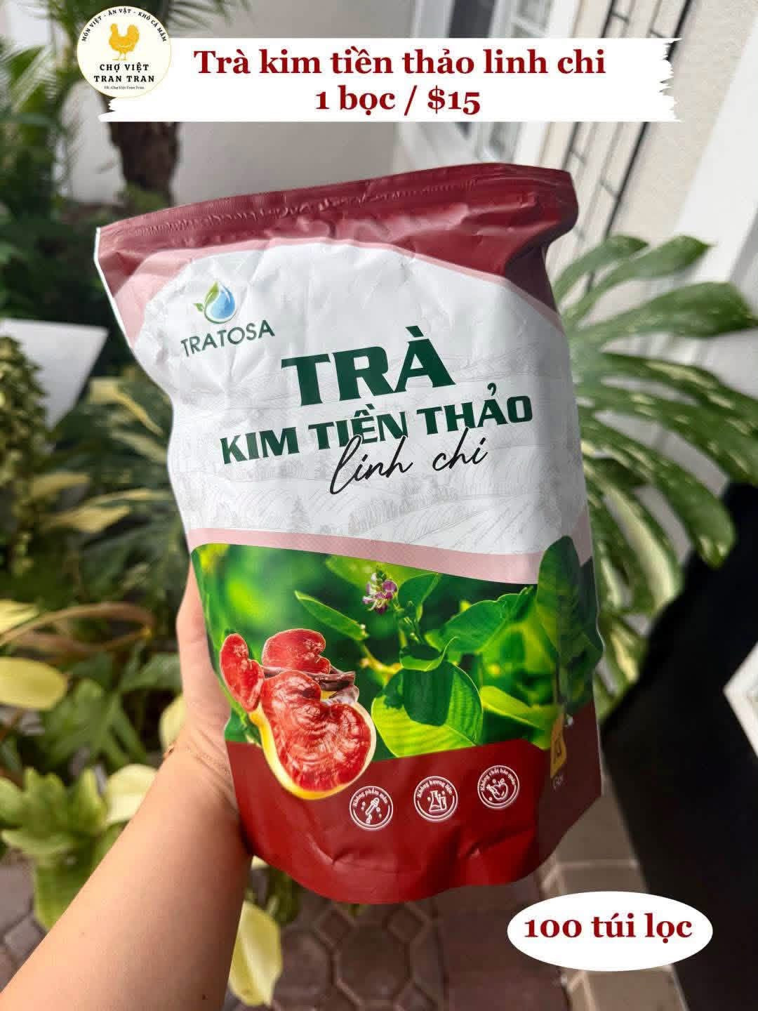 Trà kim tiền thảo linh chi