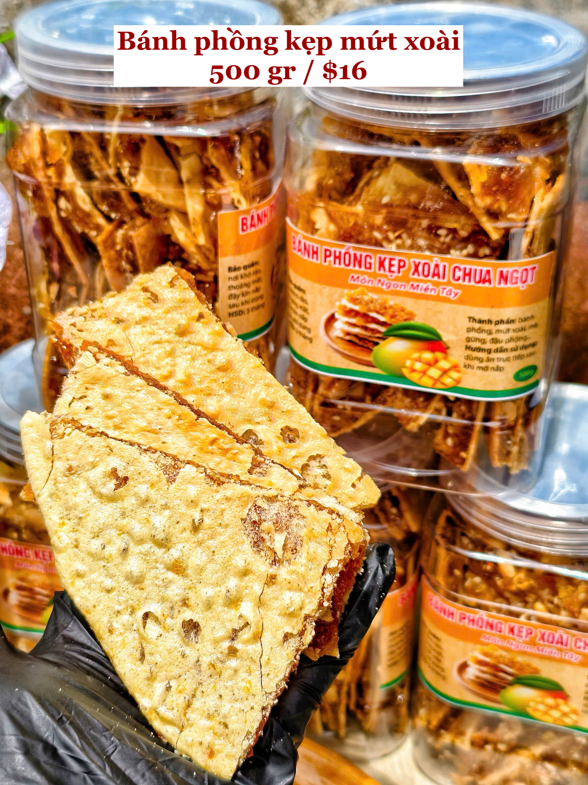 Bánh phồng kẹp mứt xoài