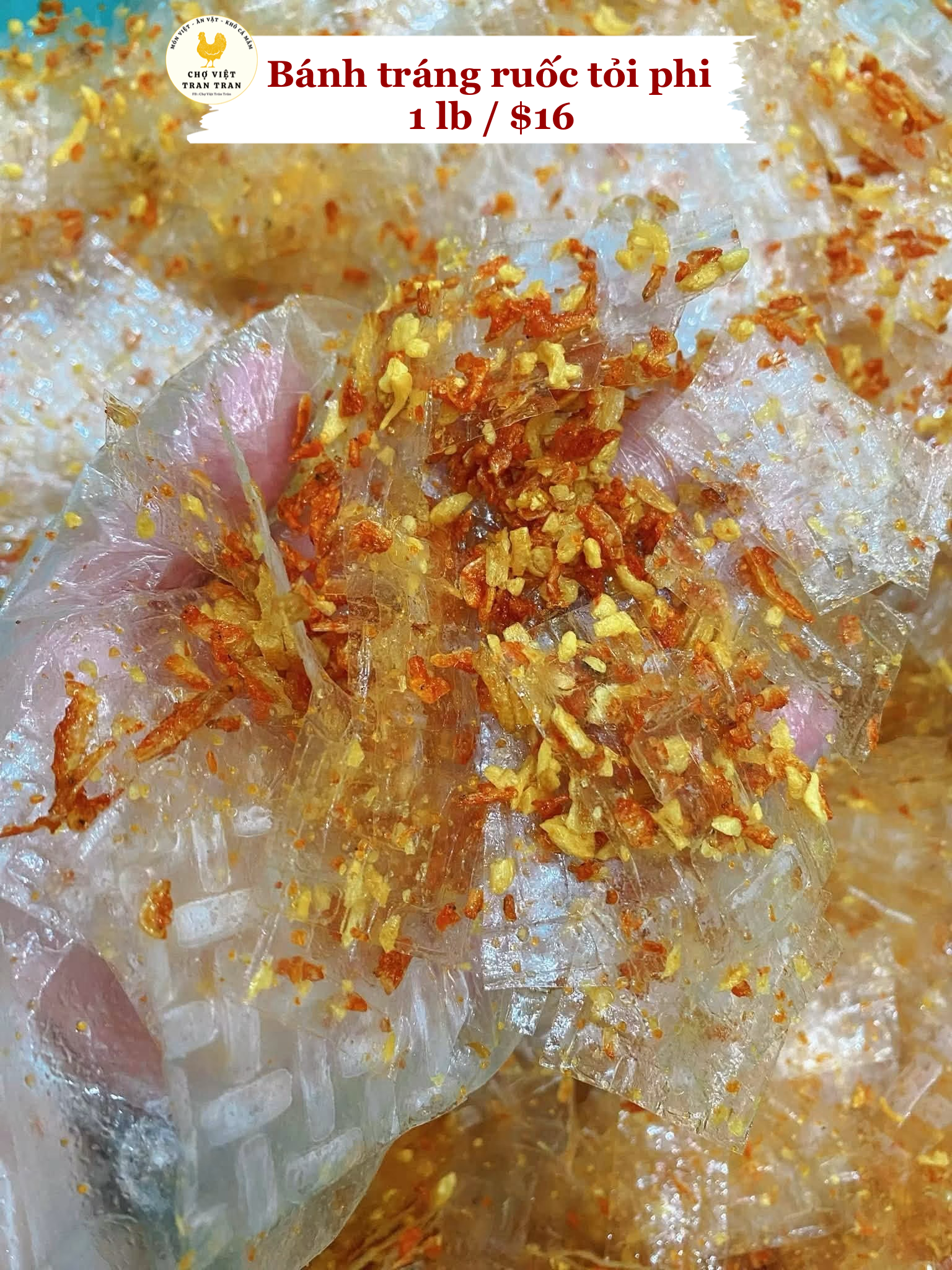 Bánh tráng ruốc tỏi phi