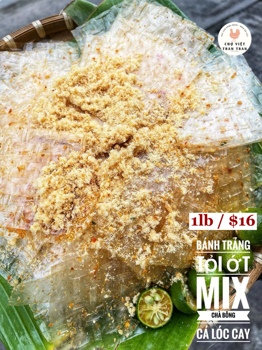 Bánh tráng tỏi ớt chà bông cá lóc