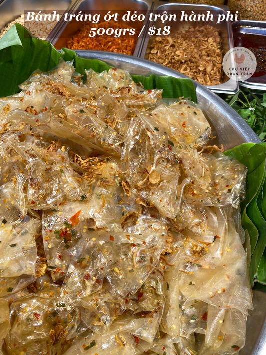 Bánh tráng ớt dẻo trộn hành phi