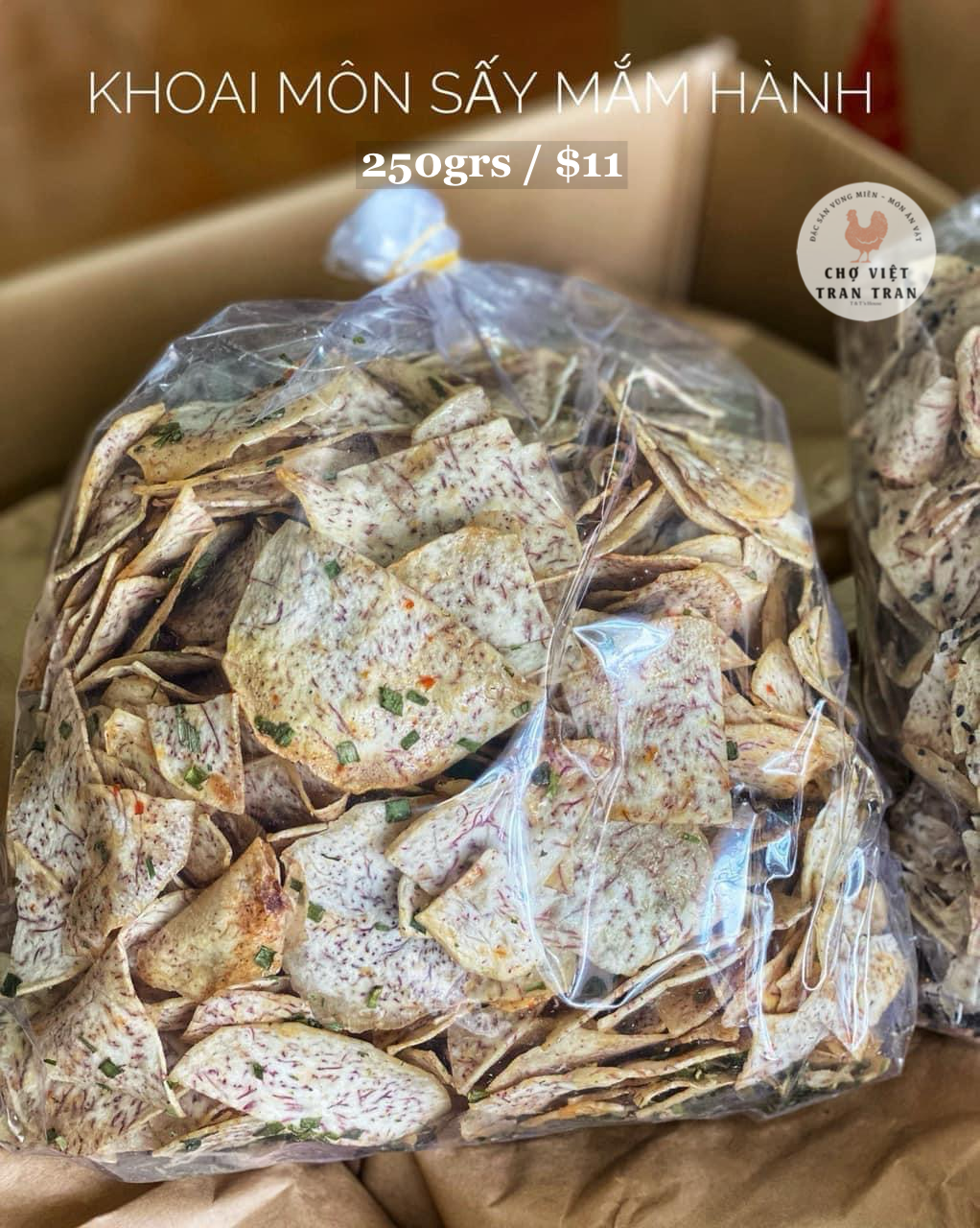 Khoai môn lát sấy mắm hành