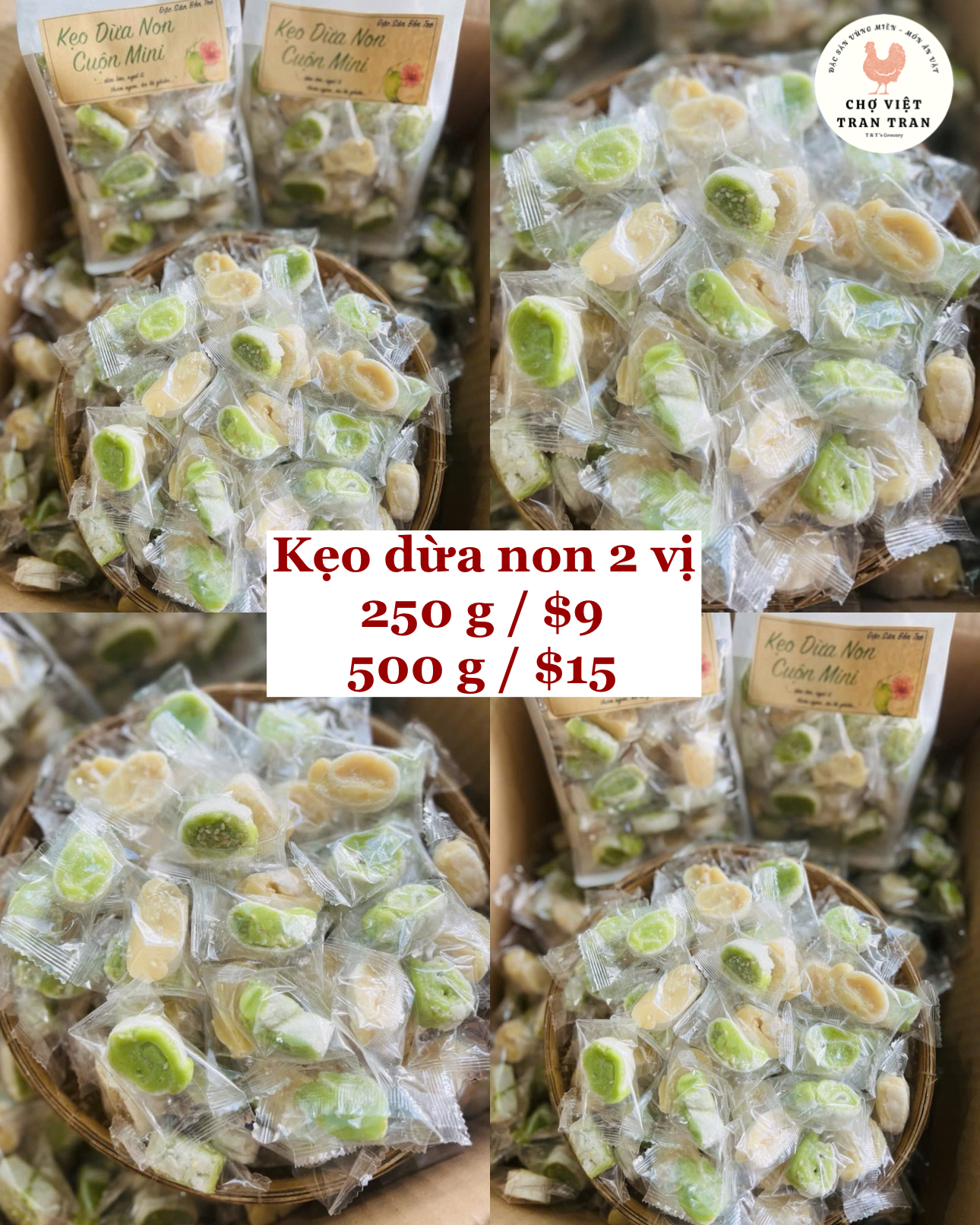 Kẹo dừa non 2 vị