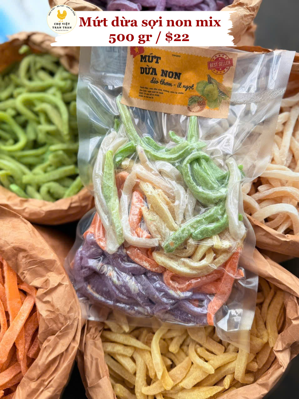 Mứt dừa sợi non mix