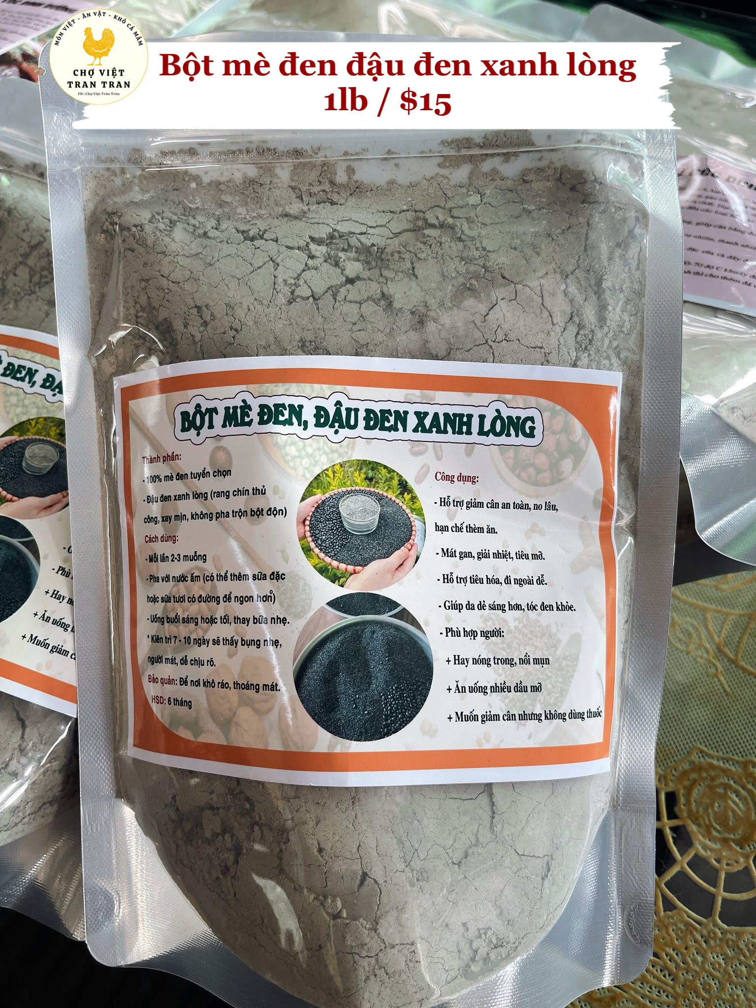 Bột mè đen đậu đen xanh lòng