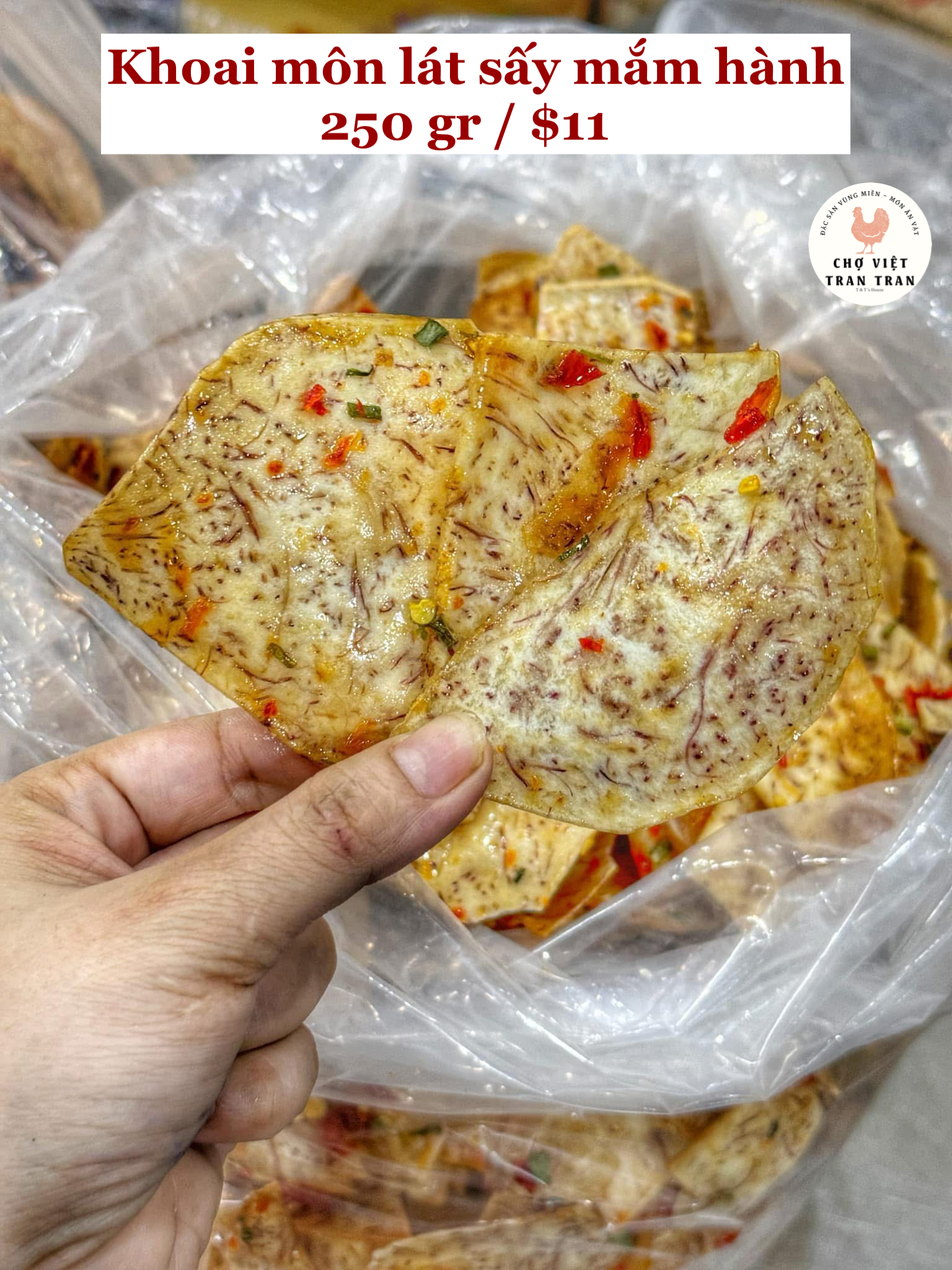 Khoai môn lát sấy mắm hành
