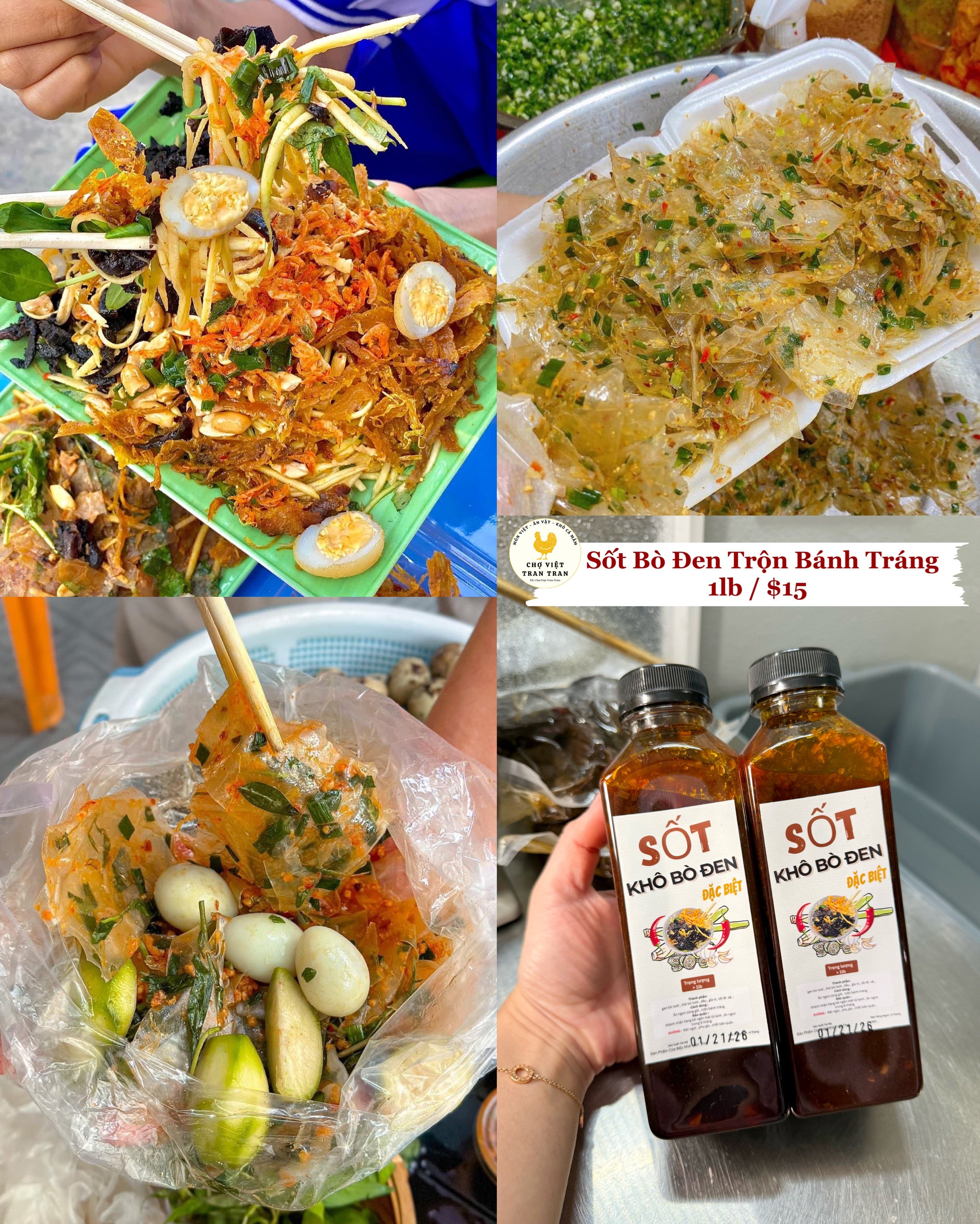 Sốt khô bò đen trộn bánh tráng