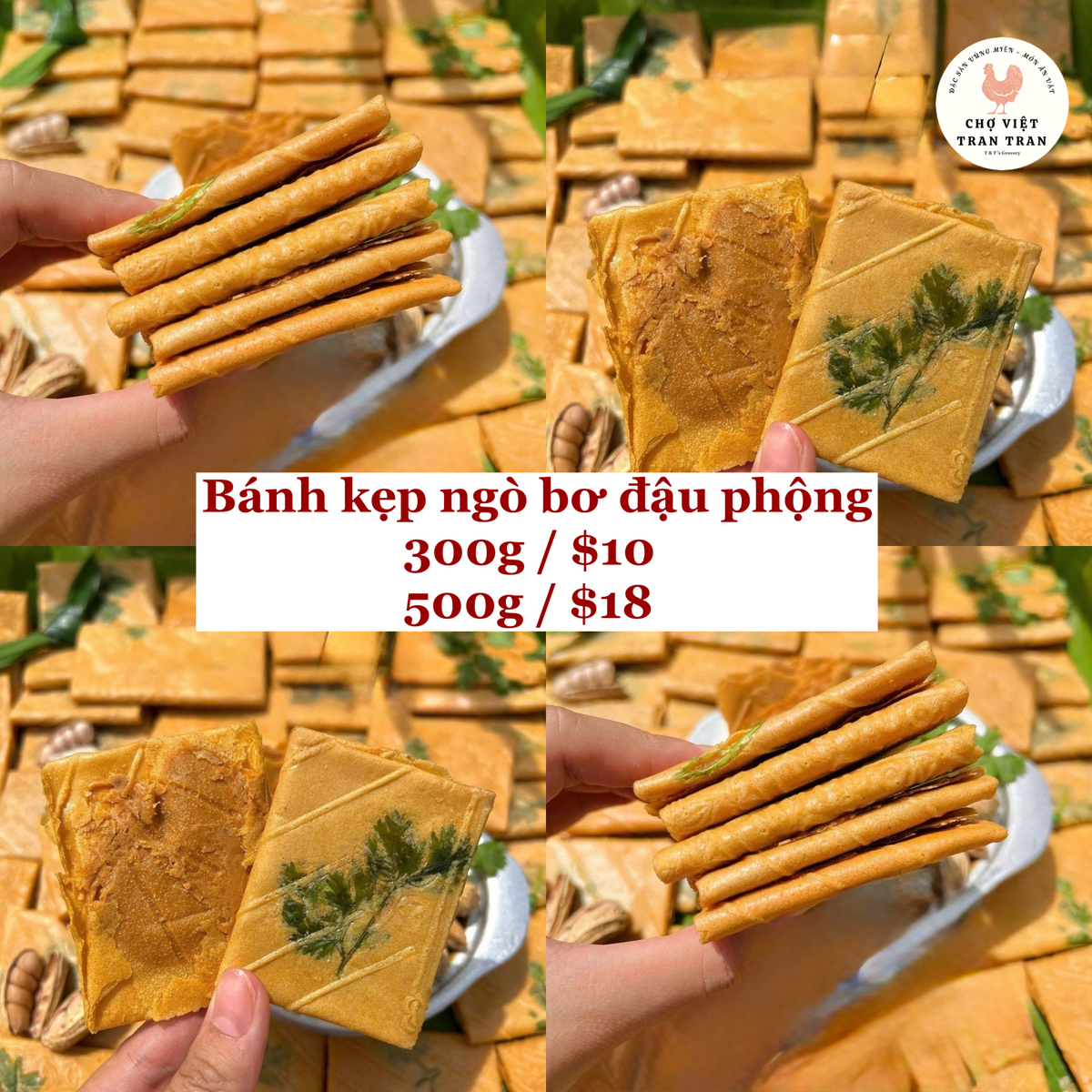 Bánh kẹp ngò bơ đậu phộng