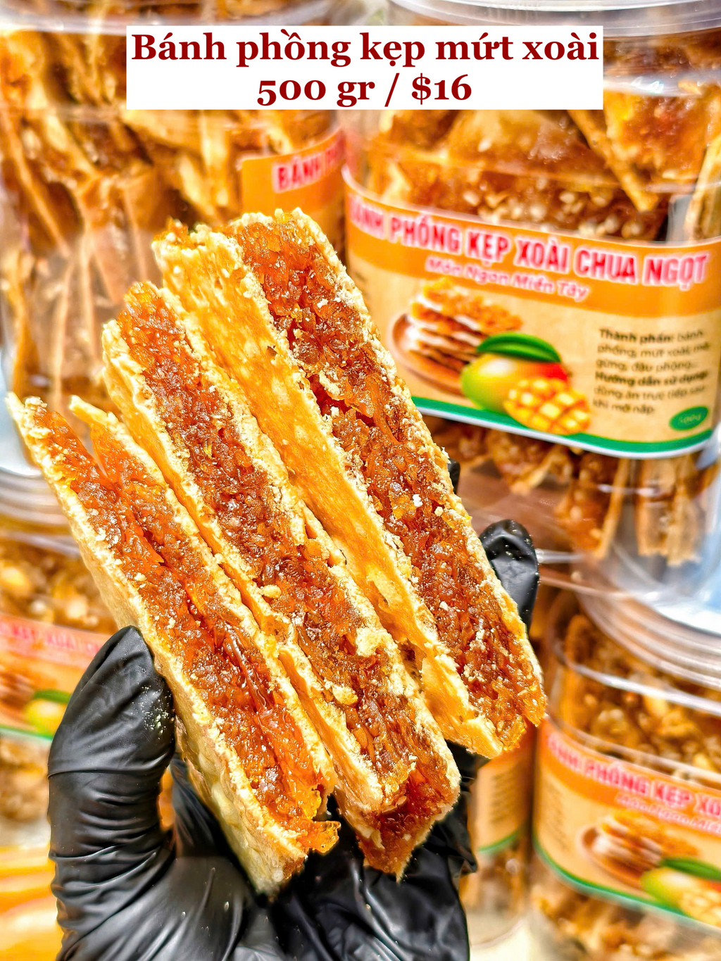 Bánh phồng kẹp mứt xoài