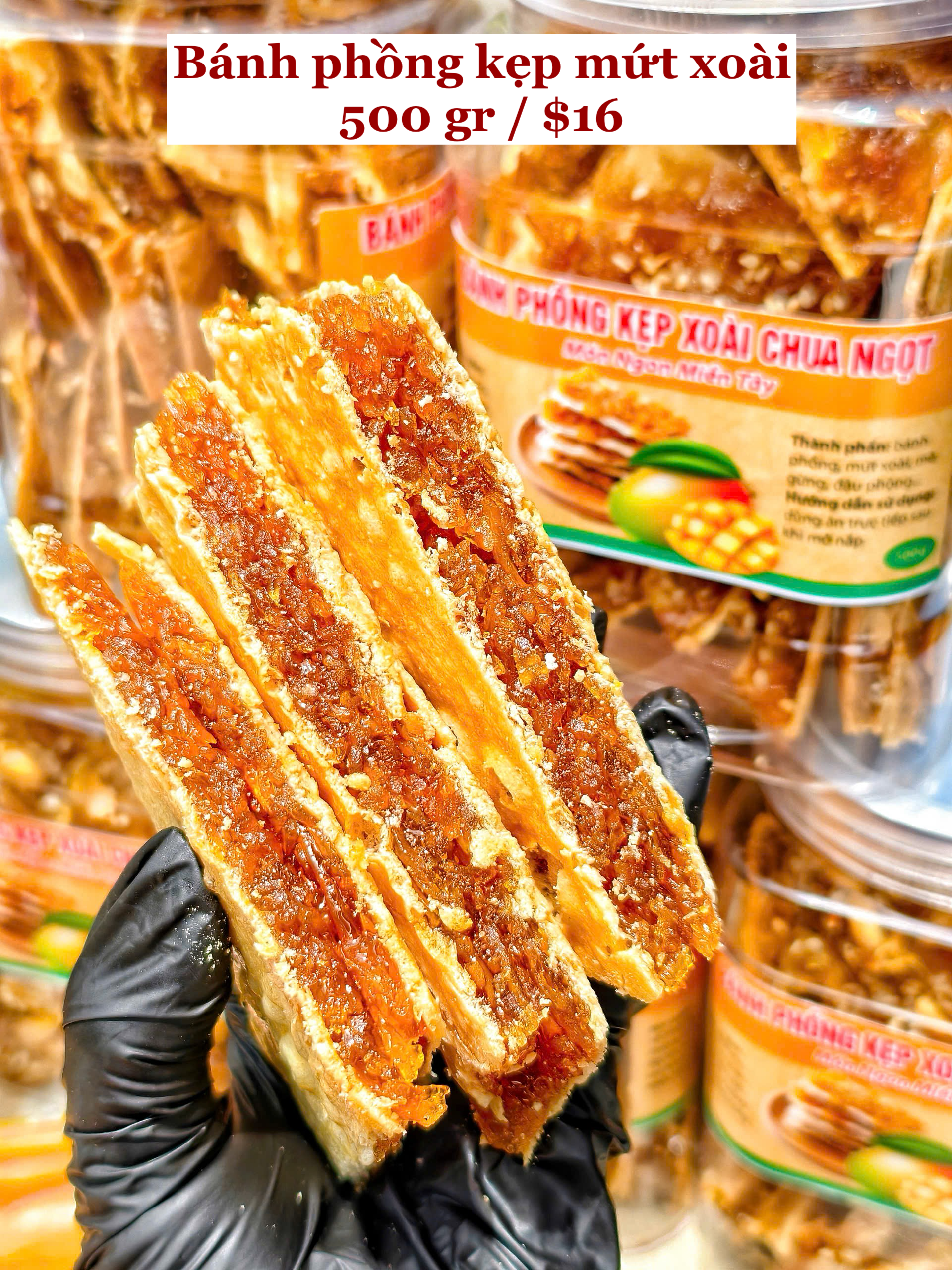 Bánh phồng kẹp mứt xoài