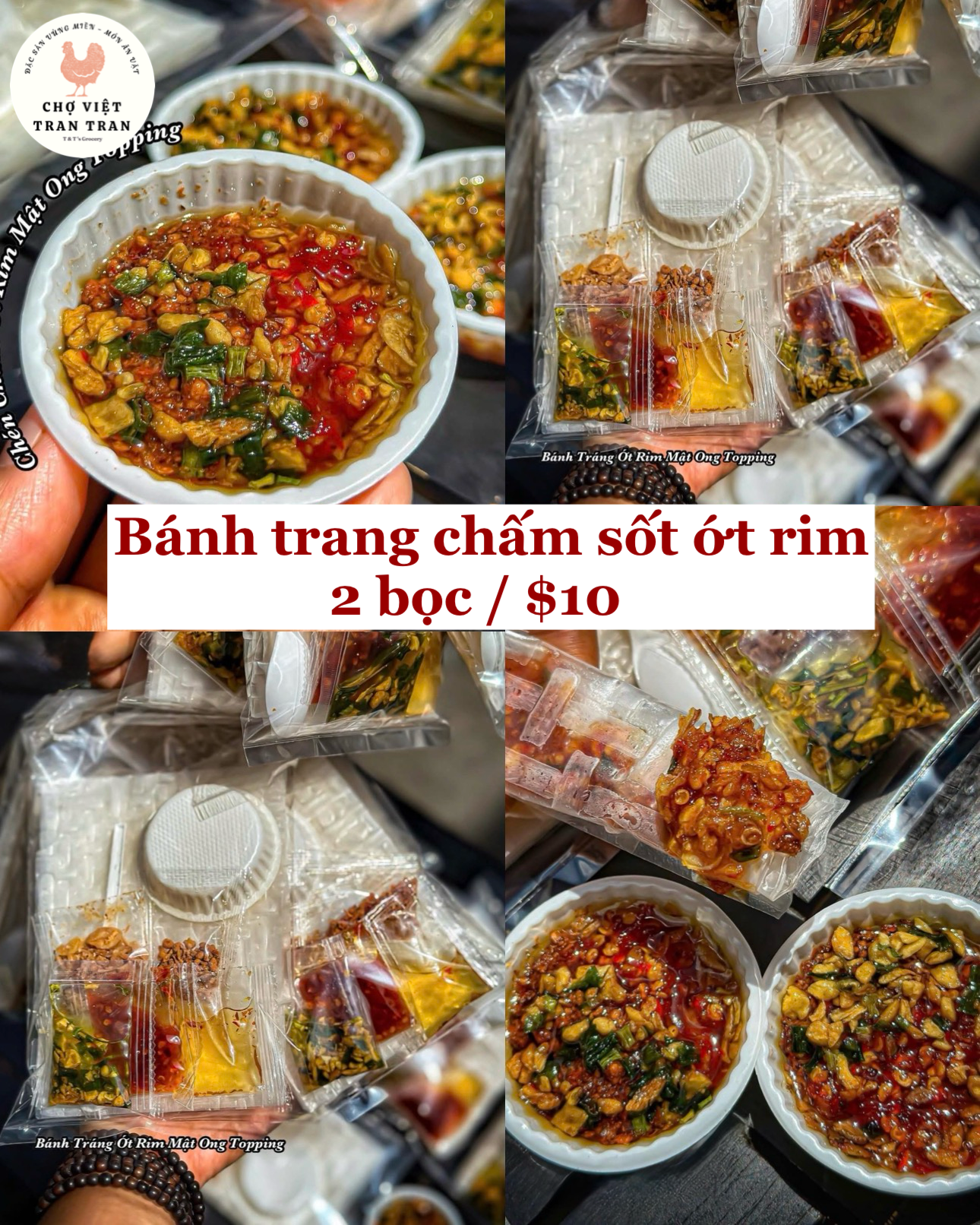 Bánh tráng chấm sốt ớt rim