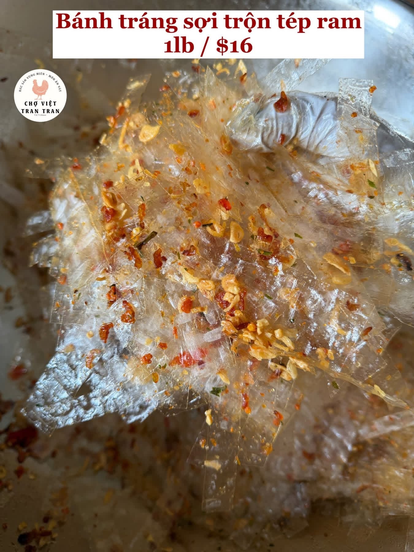 Bánh tráng sợi trộn tép ram