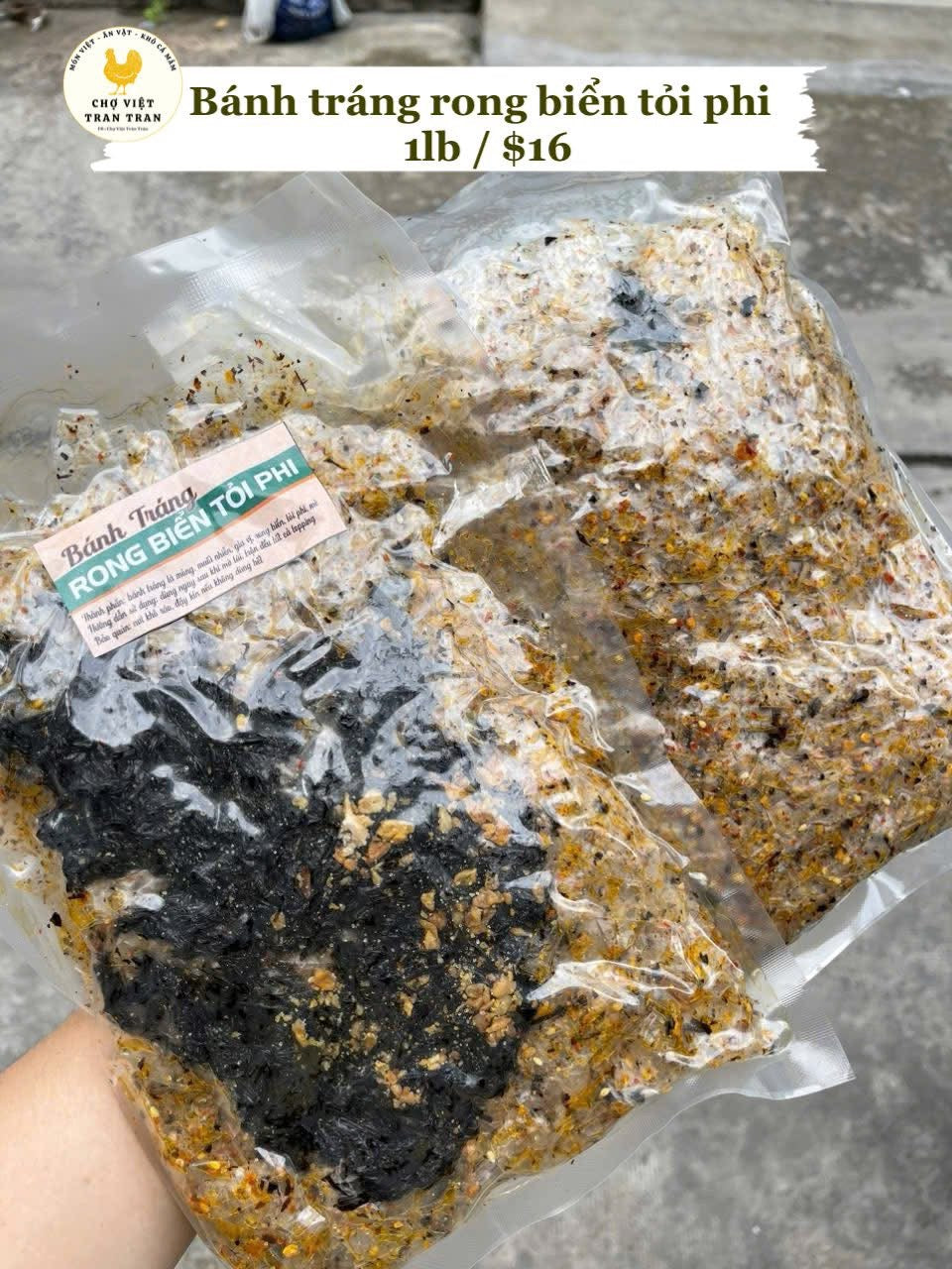 Bánh tráng rong biển tỏi phi